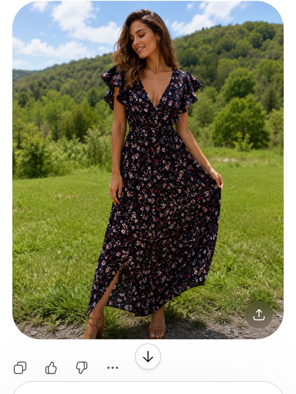 Maurice’s Floral Maxi Dress Black Boho Flutter Sleeve Wrap Dress Size S